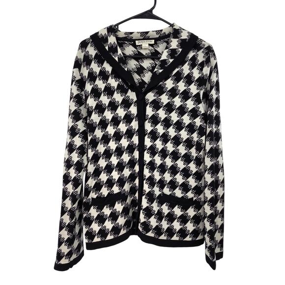 PENDLETON LARGE MERINO WOOL HOUNDSTOOTH BUTTON UP LONG SLEEVE CARDIGAN - Picture 1 of 5